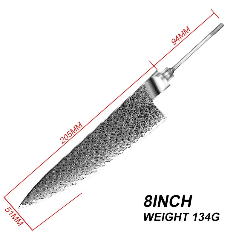 GRANDSHARP Japanese Chef Knifes Blank Blade DIY Damascus Steel VG10 Kitchen Knives Cutlery DIY Knife Making Tool without Handle