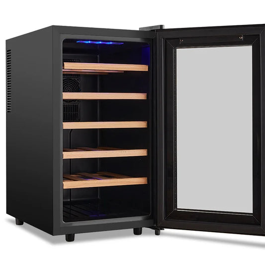18 Bottle Wine Cooler Refrigerator , Quiet Freestanding Wine Fridge for Home/Office, 12℃-18℃ Adjustable Temperature,Glass Door