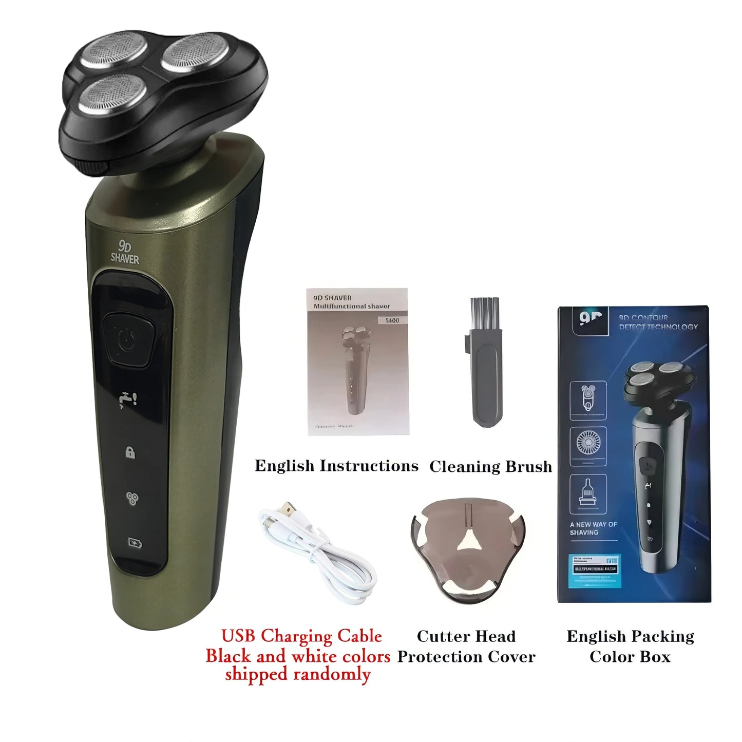 New 9D Electric Shaver USB Car-mounted High-power Full-body Wash Beard Knife Rechargeable Razor