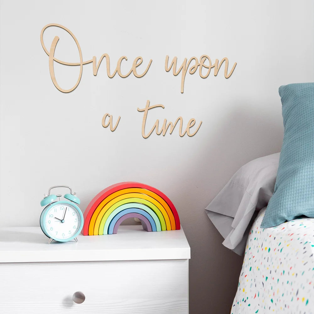 Once Upon A Time Wooden Wall Sign - Nursery, Gaming Room, Bar, Fall Decor, Wall Art, Home & Office Decoration (21.6x13.4cm)