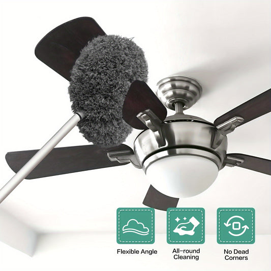 1pc, Microfiber Ceiling Fan Duster with Extension Pole - Removable and Washable Brush for High Ceilings, Fans, Furniture, Cars - Easy Cleaning Tool for Home and Office