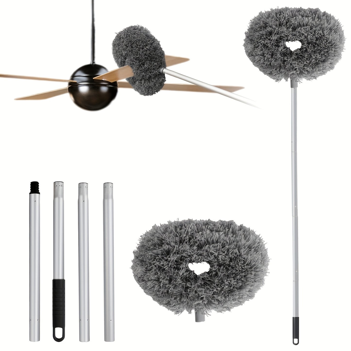 1pc, Microfiber Ceiling Fan Duster with Extension Pole - Removable and Washable Brush for High Ceilings, Fans, Furniture, Cars - Easy Cleaning Tool for Home and Office