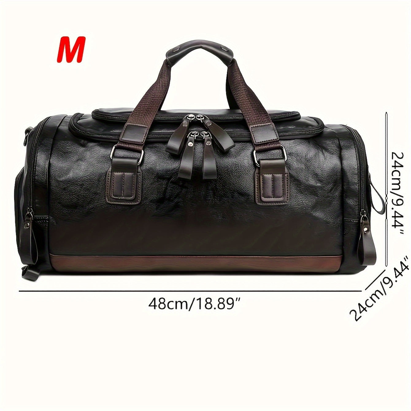 [Genuine Travel Duffel] Durable & Stylish Men's Genuine Travel Duffel Bag - Adjustable Shoulder Straps, Multiple Compartments, Secure Zipper Closure (Black), Luggage for Travel, Weekends, Trips & Daily Use