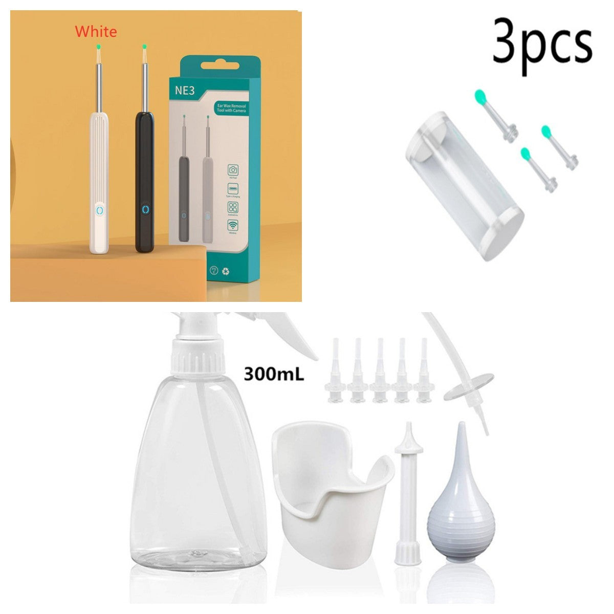 NE3 Ear Cleaner Otoscope Ear Wax Removal Tool With Camera LED Light Wireless