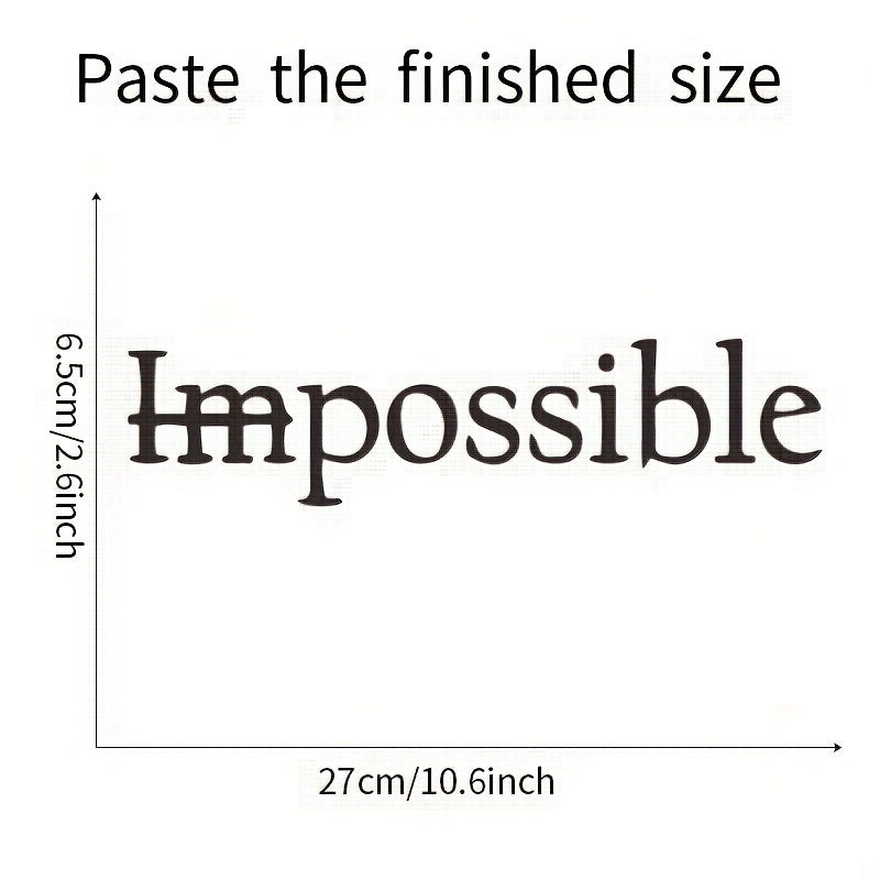 1pc, Quotes Wall Sticker, Wall Art Sticker, Words Design Vinyl Not Impossible Wall Sticker Removable Motivational Wall Decals For Bedroom Classroom Living Room Quote Saying Home Decor