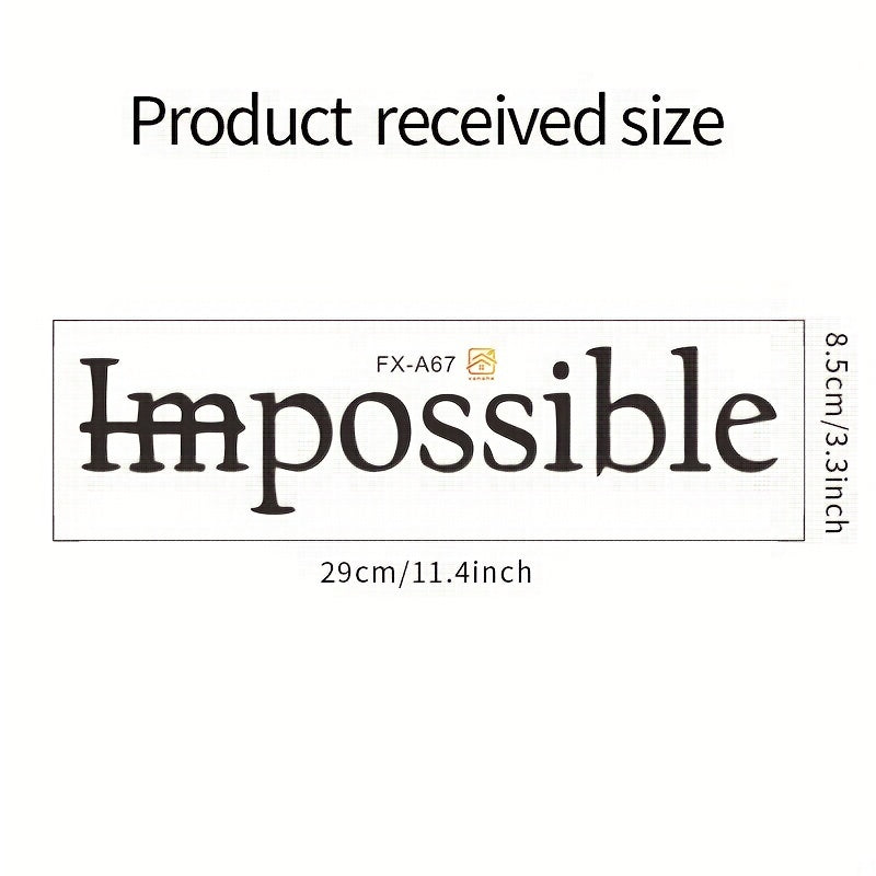 1pc, Quotes Wall Sticker, Wall Art Sticker, Words Design Vinyl Not Impossible Wall Sticker Removable Motivational Wall Decals For Bedroom Classroom Living Room Quote Saying Home Decor