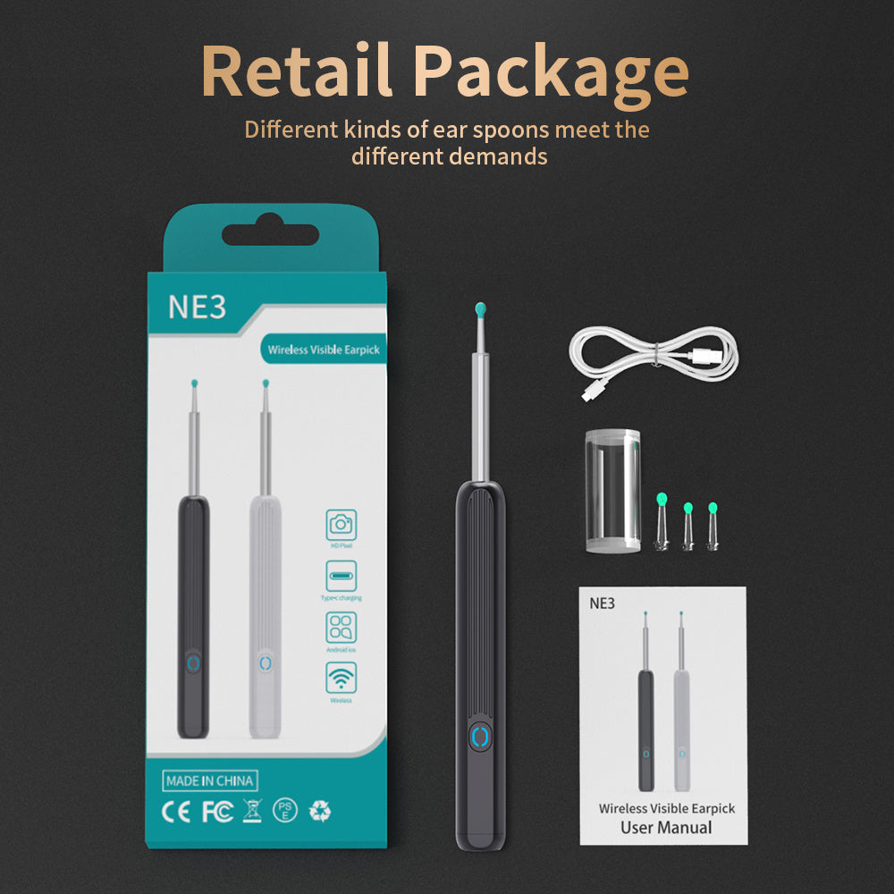 NE3 Ear Cleaner Otoscope Ear Wax Removal Tool With Camera LED Light Wireless