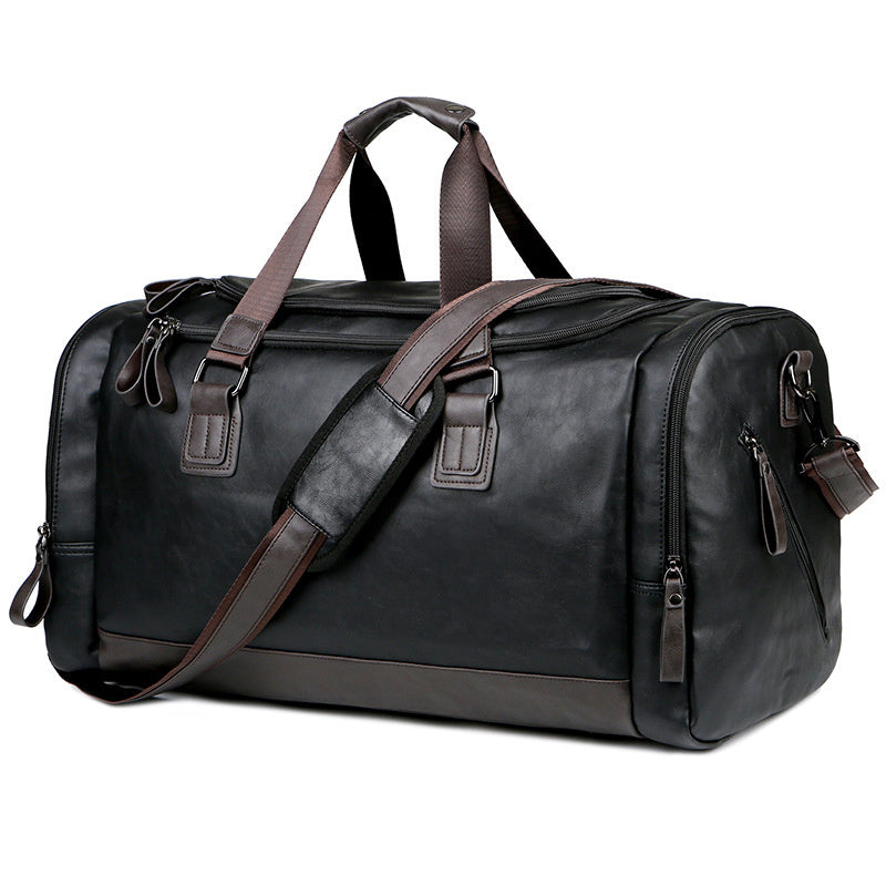 [Genuine Travel Duffel] Durable & Stylish Men's Genuine Travel Duffel Bag - Adjustable Shoulder Straps, Multiple Compartments, Secure Zipper Closure (Black), Luggage for Travel, Weekends, Trips & Daily Use