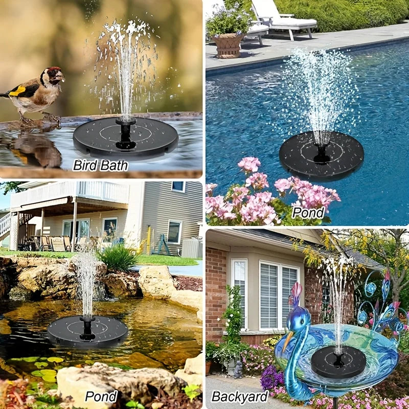 Solar-Powered Automatic Fountain with 6 Nozzle,for Blue Bird Bath for Gardens,Fish Tanks & Outdoor Use–for Continuous Water Flow