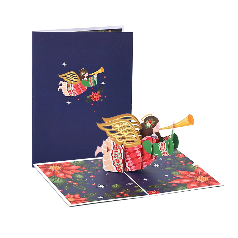 Cat Xmas Party Greeting Cards Christmas TreeThree-dimensional Pop Up Card  With Envelope 3D Postcard Holiday Supplies