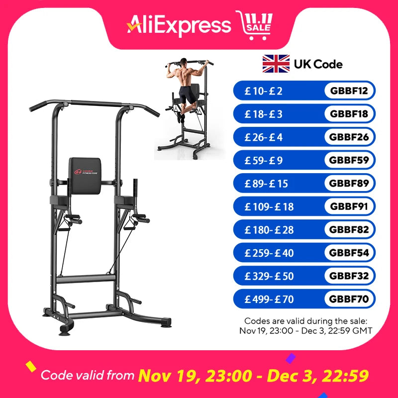 Power Tower Dip Station Pull Up Bar Adjustable Multi-Function Power Tower Abdominal Exercise for Home Fitness Workout Equipment