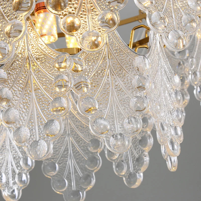Modern Chandeliers 2023 Glass Leaves Droplet Lighting Pendant Lamp For Living Room Dining Room Home Decor Hanging Lights Fixture