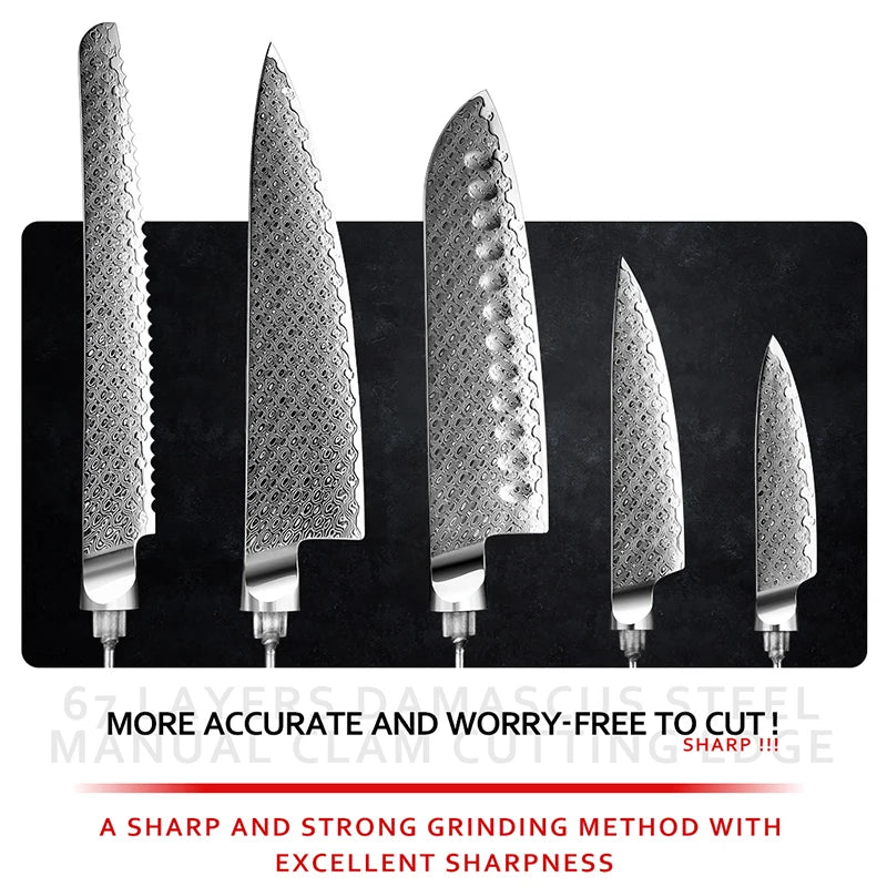 GRANDSHARP Japanese Chef Knifes Blank Blade DIY Damascus Steel VG10 Kitchen Knives Cutlery DIY Knife Making Tool without Handle