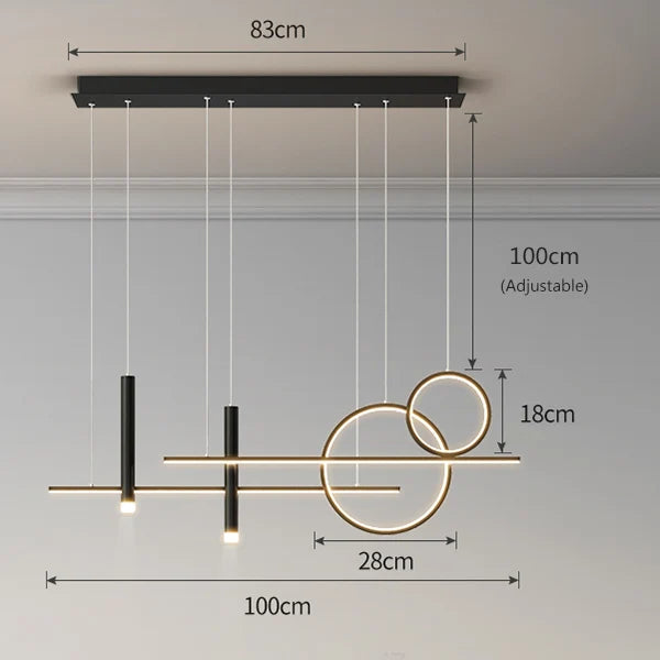 Round chandelier Modern bedroom light hanging cafe Bar Table Decoration Lamp Nordic Creative Design Black minimalist chandelier