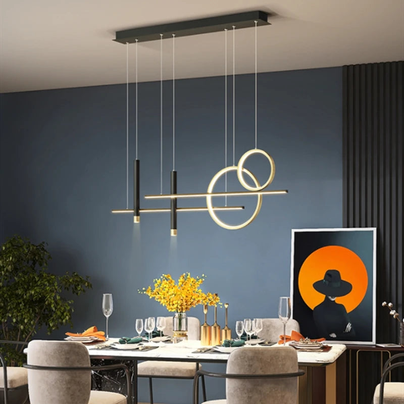 Round chandelier Modern bedroom light hanging cafe Bar Table Decoration Lamp Nordic Creative Design Black minimalist chandelier