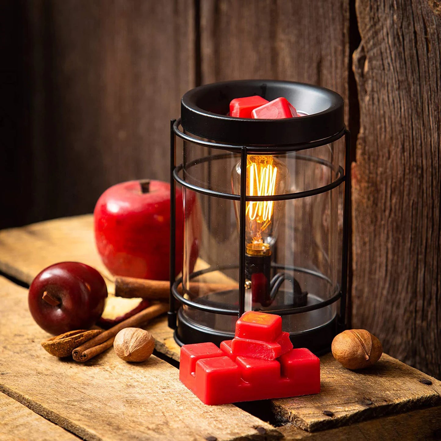 Electric Edison Bulb Metal Geometric Ceramic Essential Oil Candle Holder for Scented Candles SPA Aromatherapy Bedroom Decor