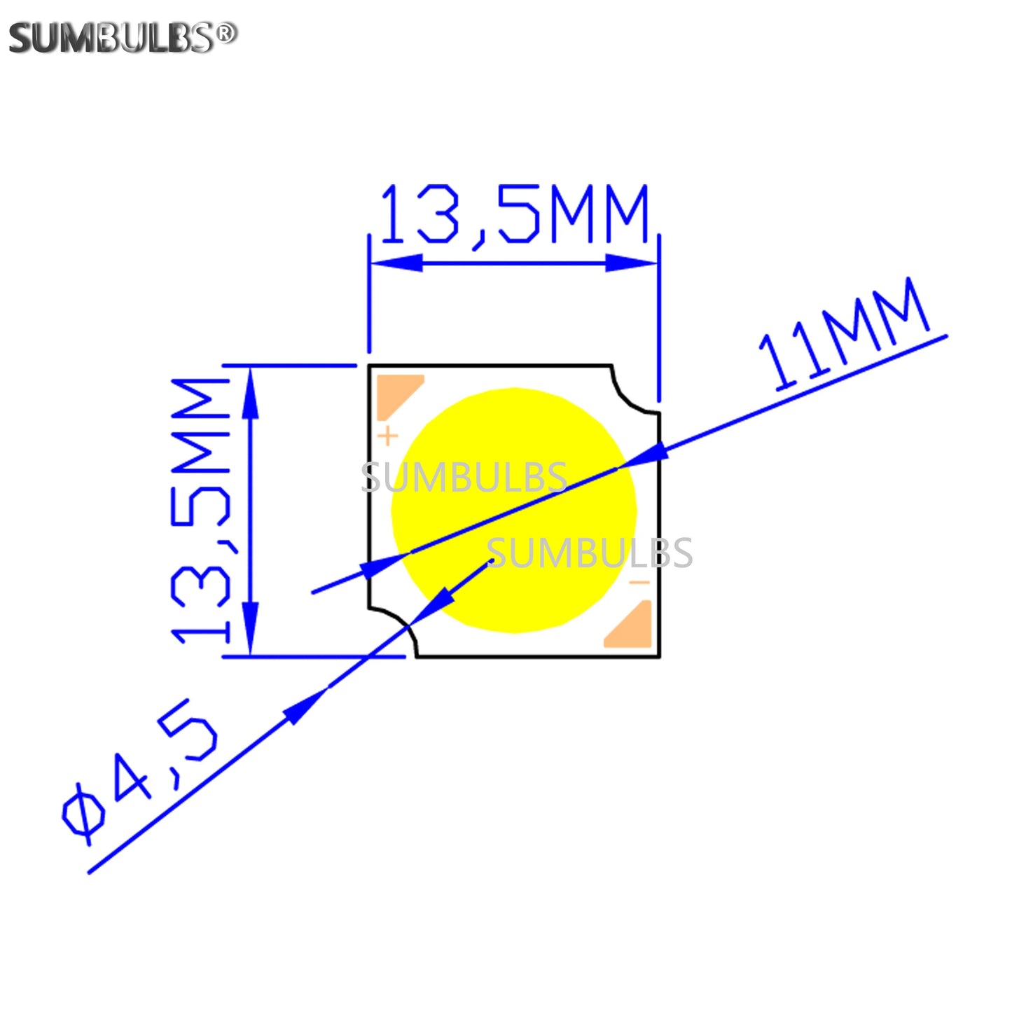 SUMBULBS 3W 5W 7W 10W 12W 14x14mm LED COB Light Source Epistar Chips Cold Warm Natural White for Spotlight Indoor Lamp