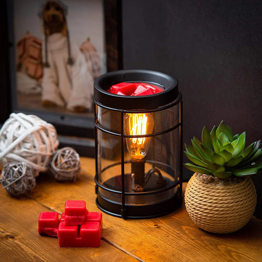 Electric Edison Bulb Metal Geometric Ceramic Essential Oil Candle Holder for Scented Candles SPA Aromatherapy Bedroom Decor