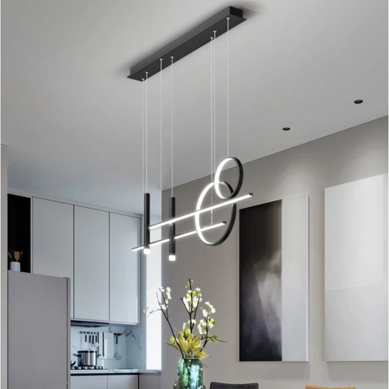 Round chandelier Modern bedroom light hanging cafe Bar Table Decoration Lamp Nordic Creative Design Black minimalist chandelier