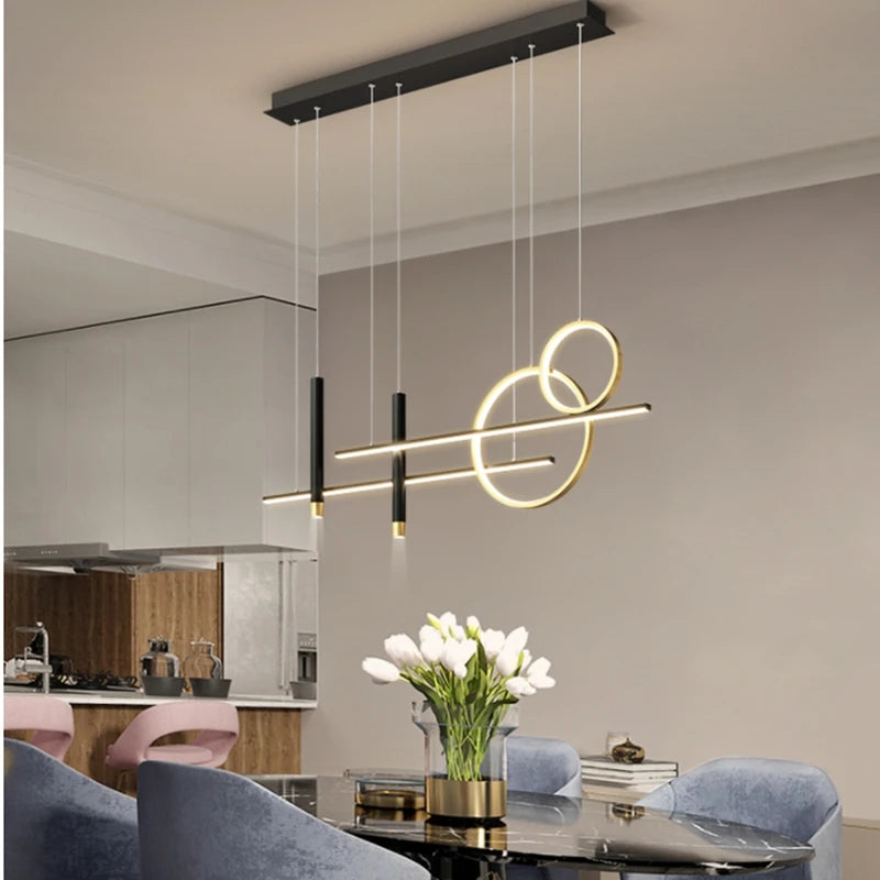 Round chandelier Modern bedroom light hanging cafe Bar Table Decoration Lamp Nordic Creative Design Black minimalist chandelier