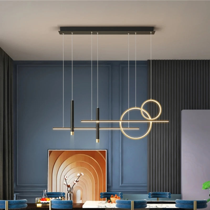 Round chandelier Modern bedroom light hanging cafe Bar Table Decoration Lamp Nordic Creative Design Black minimalist chandelier