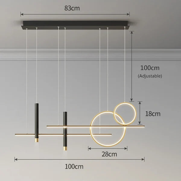 Round chandelier Modern bedroom light hanging cafe Bar Table Decoration Lamp Nordic Creative Design Black minimalist chandelier