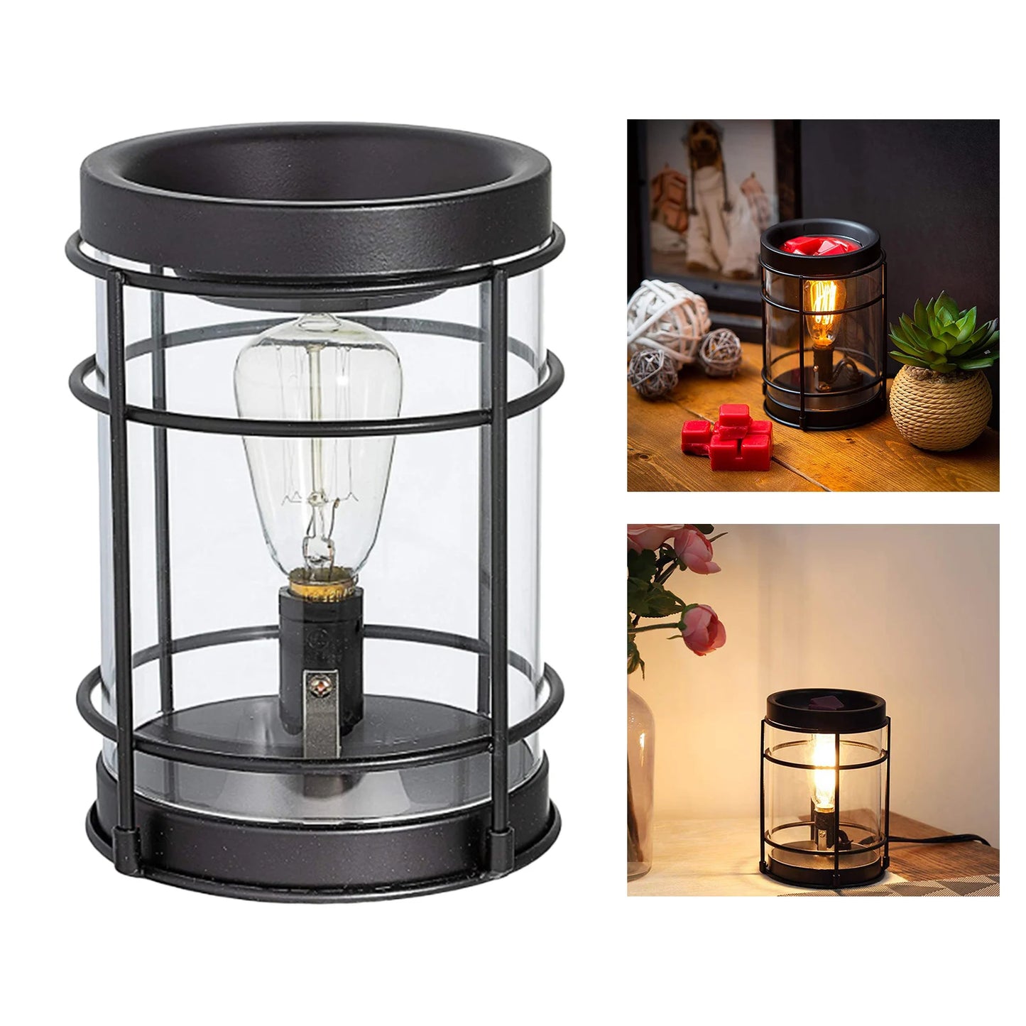 Electric Edison Bulb Metal Geometric Ceramic Essential Oil Candle Holder for Scented Candles SPA Aromatherapy Bedroom Decor