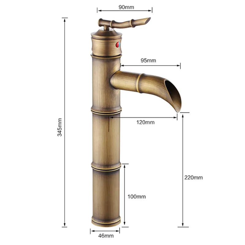 European Antique Bathroom Faucet Brass Basin Faucets Tap Tall Bamboo Hot Cold Water With Two Pipes Kitchen Taps
