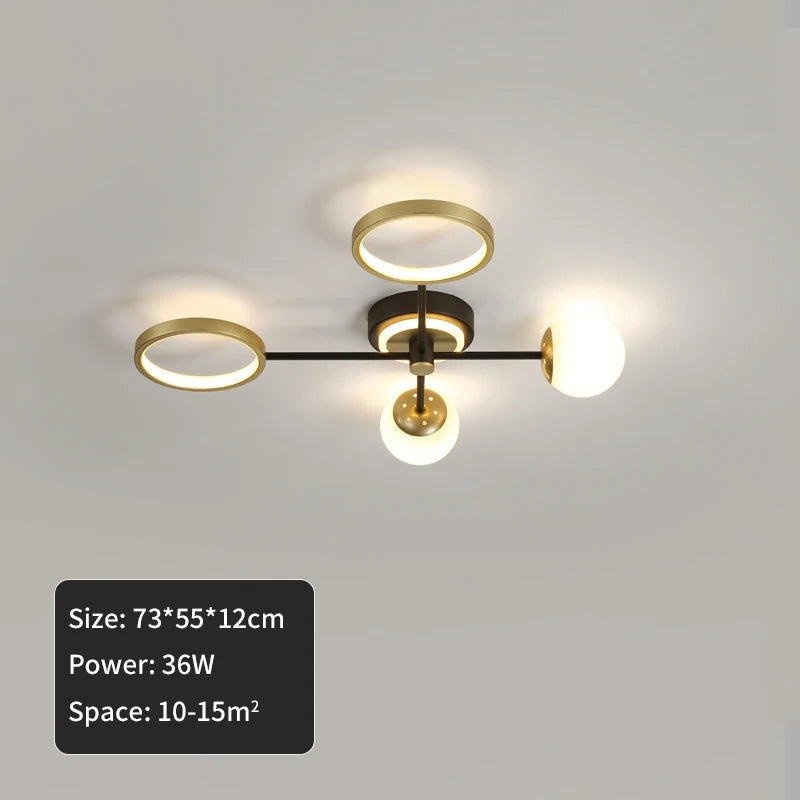 Nordic chandelier lighting Design Modern luxury lamp for Living Room Foyer Black and Gold Wrought Iron glass ball chandelier