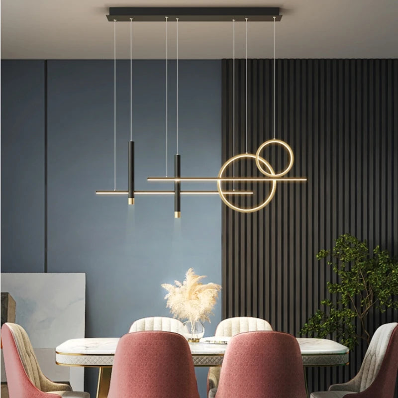 Round chandelier Modern bedroom light hanging cafe Bar Table Decoration Lamp Nordic Creative Design Black minimalist chandelier