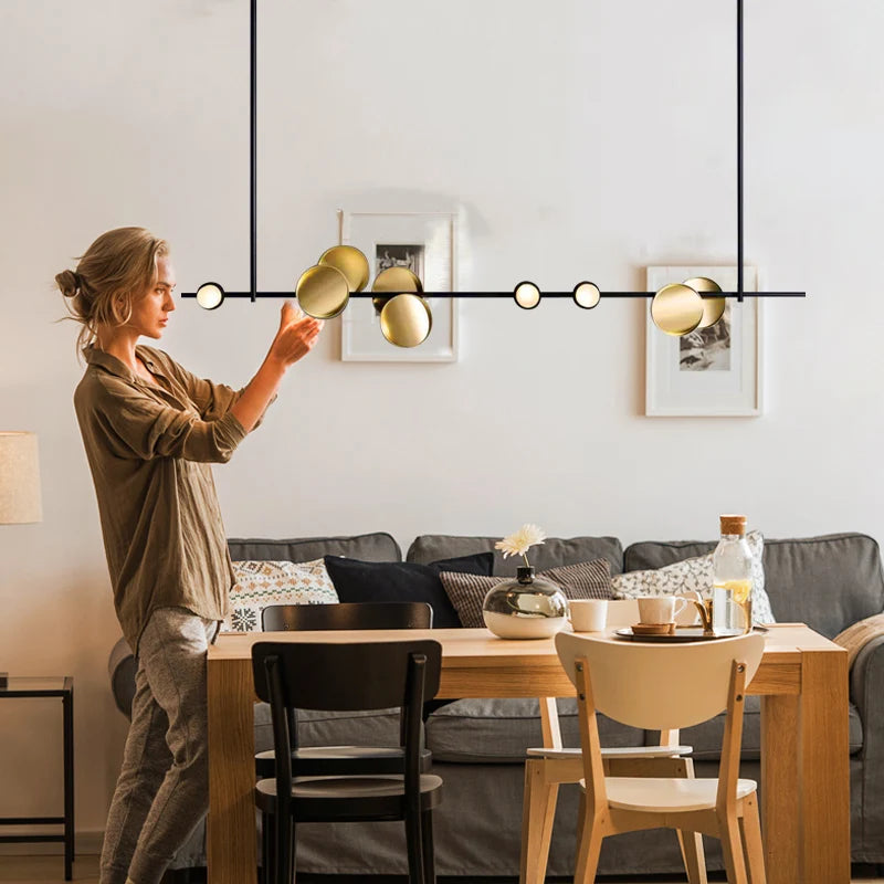 Nordic chandelier art lighting beauty salon creative Typography Cilon Disc Hong Kong style luxury strip kitchen chandelier light