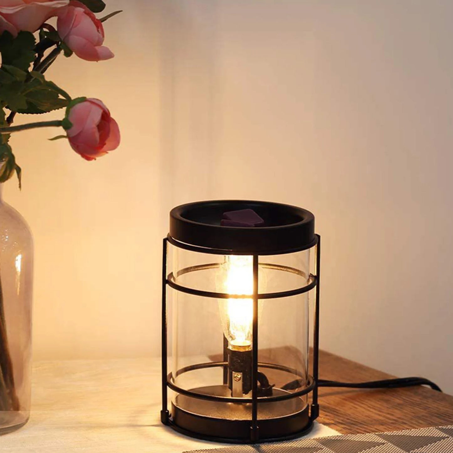 Electric Edison Bulb Metal Geometric Ceramic Essential Oil Candle Holder for Scented Candles SPA Aromatherapy Bedroom Decor