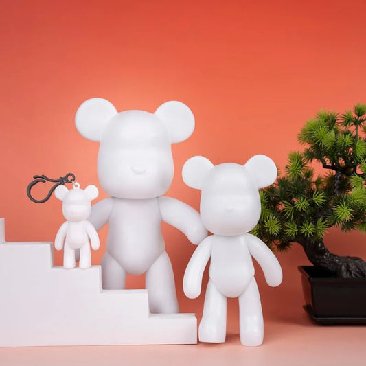 DIY Fluid Bear Sculpture Handmade DIY Painting Cool Bear Figurine Animal White Mold Graffiti Art Accessories Home Decoration