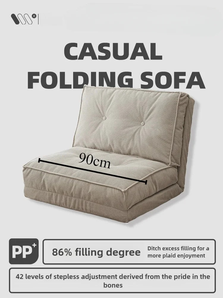 Lazy sofa, creamy style living room, foldable dual-purpose single sofa, small-sized household, reclining or sleeping sofa bed