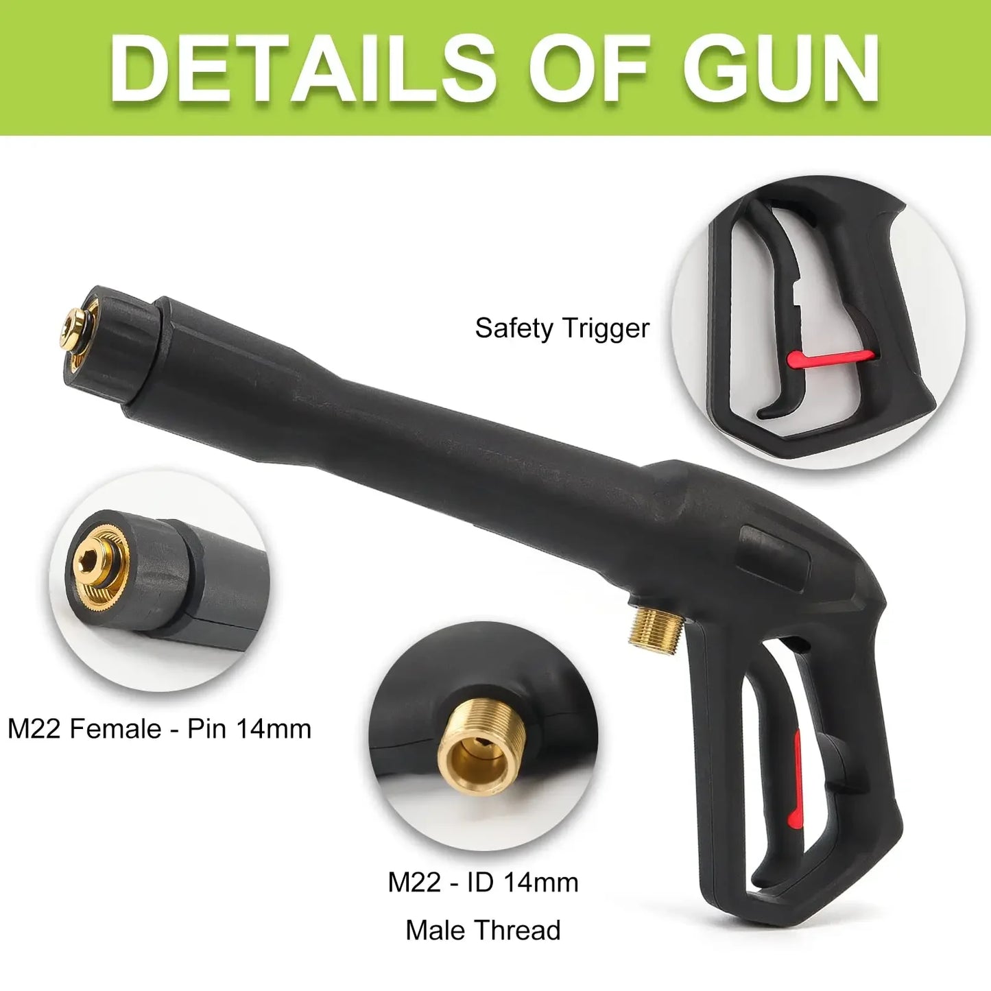 Replacement Pressure Washer Spray Gun Trigger Handle Water Gun Compatible with Some of Greenworks Karcher Homelite Ryobi Sun Joe