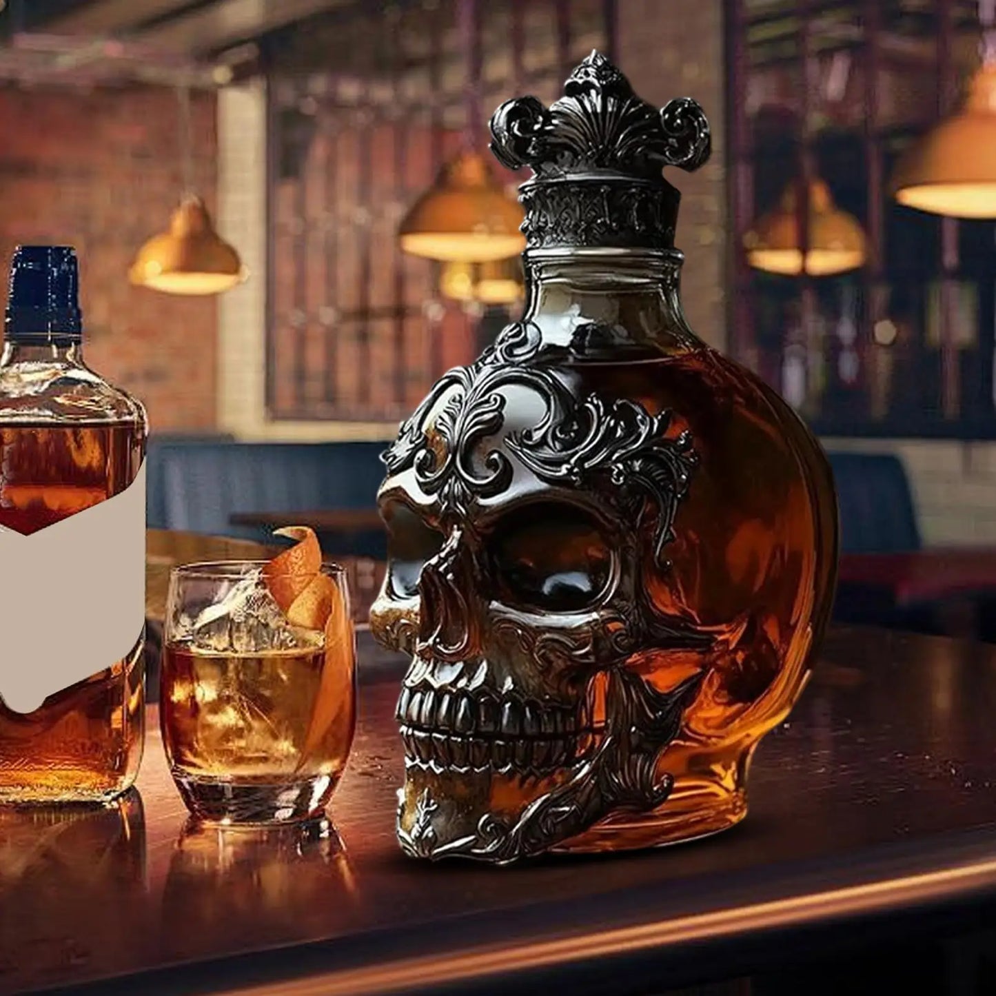 301-400ml Crystal Skull Decanter Glass Vodka Bottles Skull Bottle Gothic Wine Whiskey Storage Decanter Halloween Decorations