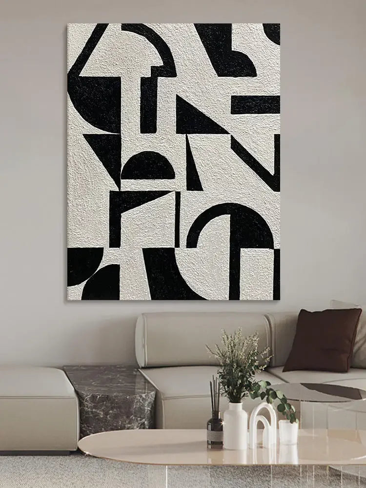 Handmade Large Textured Oil Painting Modern Abstract Geometry Hand Painted Wall Art PictureFor Living Room Porch Entrance Decor