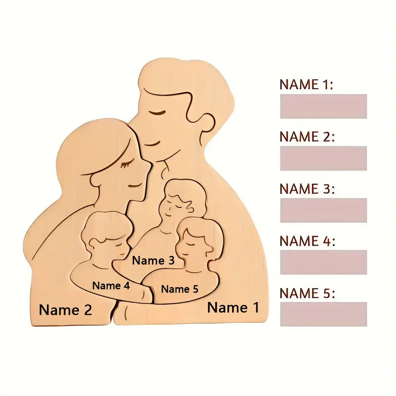 Art Puzzle Personalized Family Laser Carving Name Wooden Decorations Family Father Mother Thanksgiving Gift New Year Gift