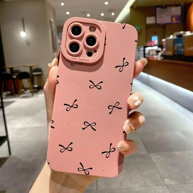 Multiple Small Bowknots Cute Personality Phone Case For iPhone 16 15 14 13 12 11 Pro 16E XR X XS Max 7 8 Plus SE Mini Soft Cover