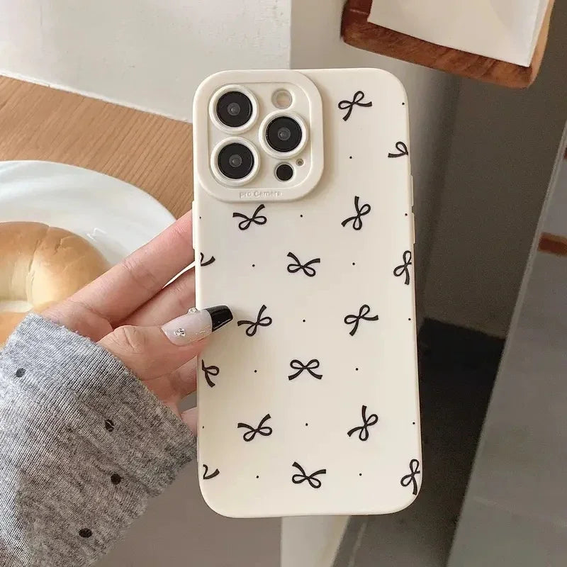 Multiple Small Bowknots Cute Personality Phone Case For iPhone 16 15 14 13 12 11 Pro 16E XR X XS Max 7 8 Plus SE Mini Soft Cover