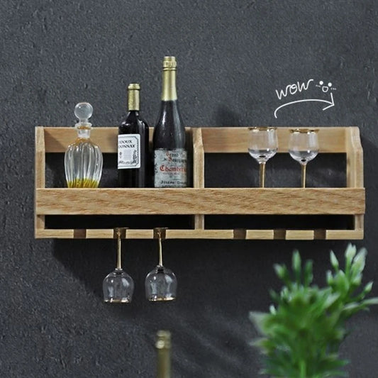 Wooden Wine Rack Figurines Wall Decoration Toys Figurine Art Original Ornaments Mini Funny Wine Shelf Aesthetic Accessories