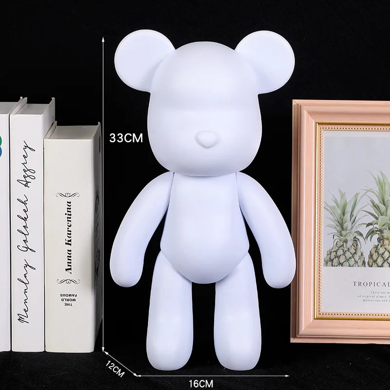 DIY Fluid Bear Sculpture Handmade DIY Painting Cool Bear Figurine Animal White Mold Graffiti Art Accessories Home Decoration