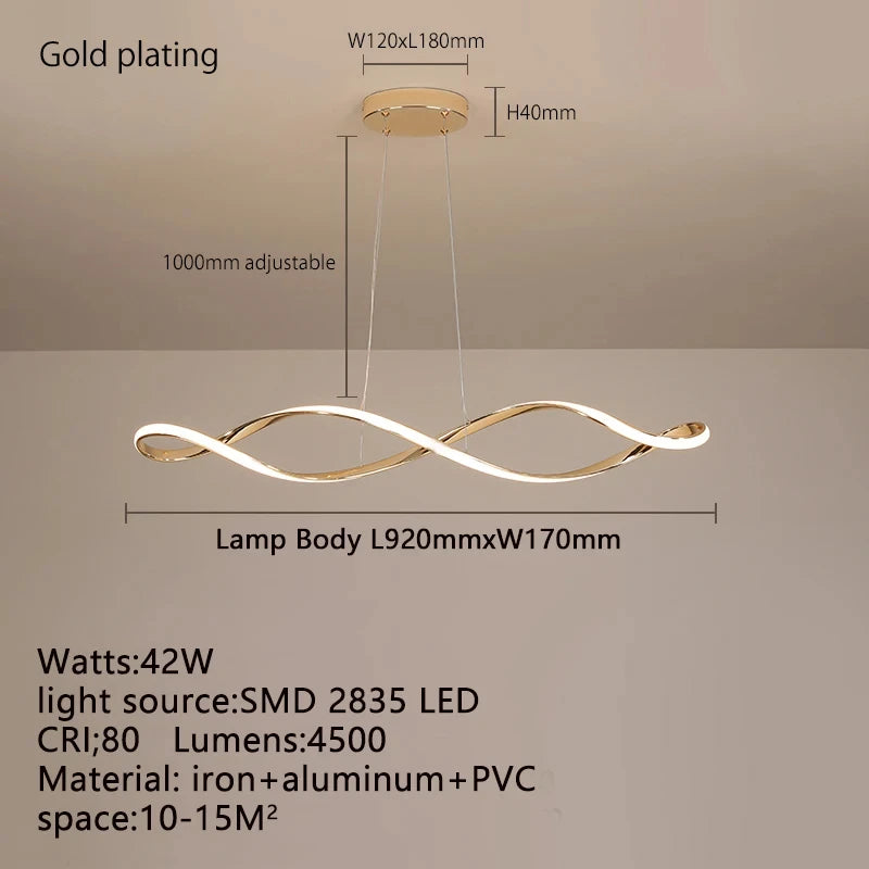 Nordic artistic home decor led chandelier Modern long strip pendant lamps Dining Living room Restaurant hanging indoor lighting