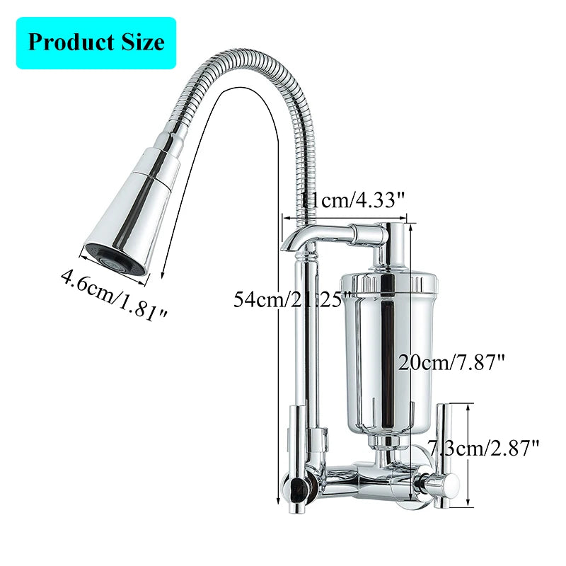 Chrome&Black Comes With a Pure Filter Single Cold Water Faucet Wall Mounted Kitchen Taps Balcony Household Filtered Waters