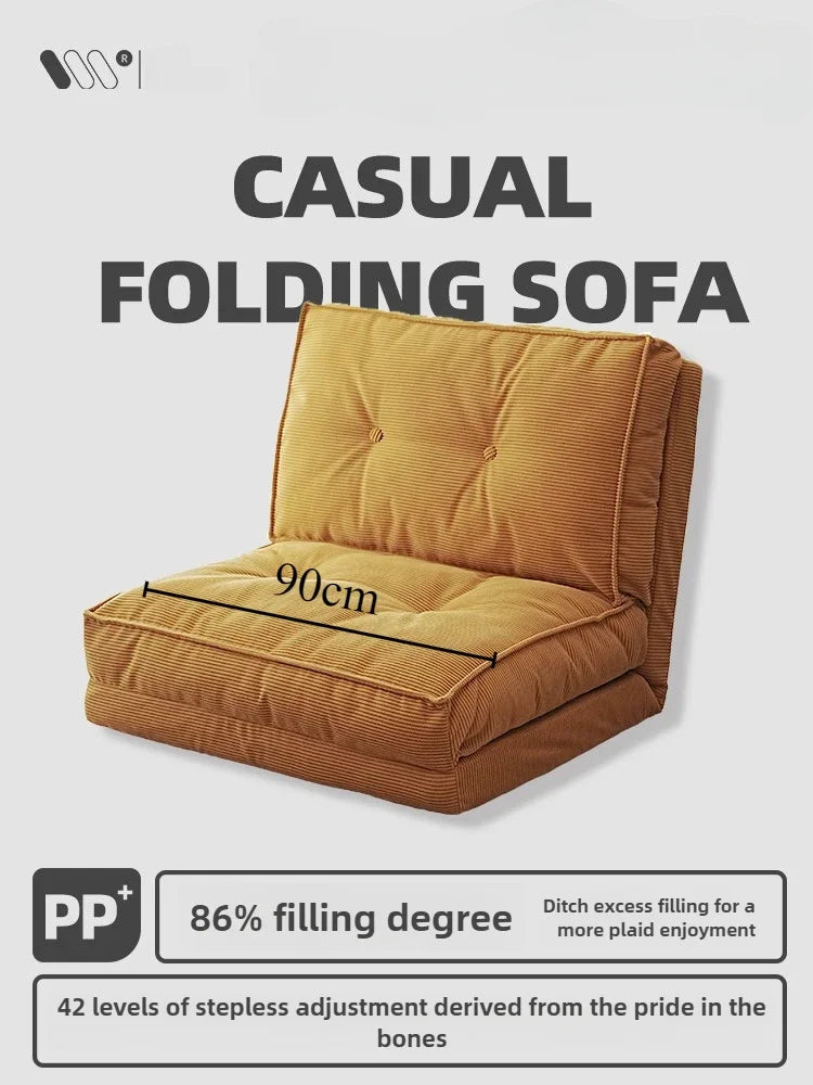Lazy sofa, creamy style living room, foldable dual-purpose single sofa, small-sized household, reclining or sleeping sofa bed