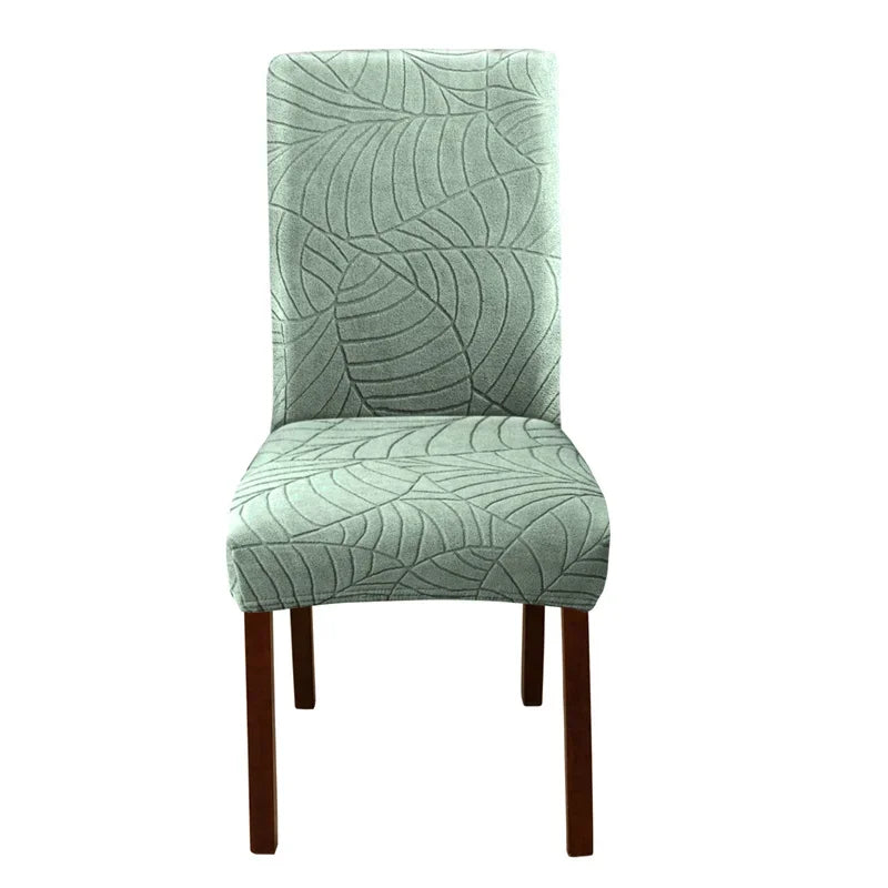Leaves Jacquard Dining Chair Covers Removable Stretch Universal Chairs Cover Solid Color Seat Covers for Kitchen Hotel Banquet