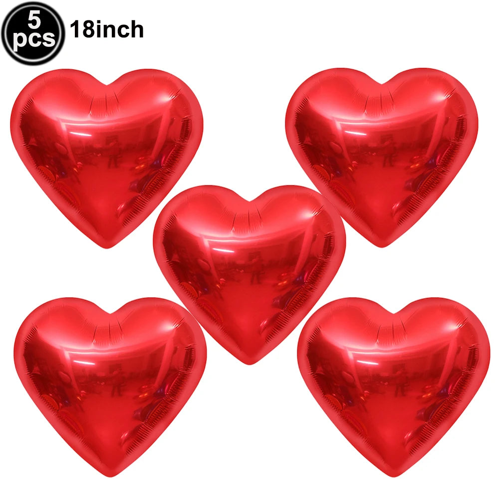 Valentine's Day I Love You Roses Red Lips Aluminum Foil Balloons Set Decoration For Couple Theme Festival Decoration Supplies