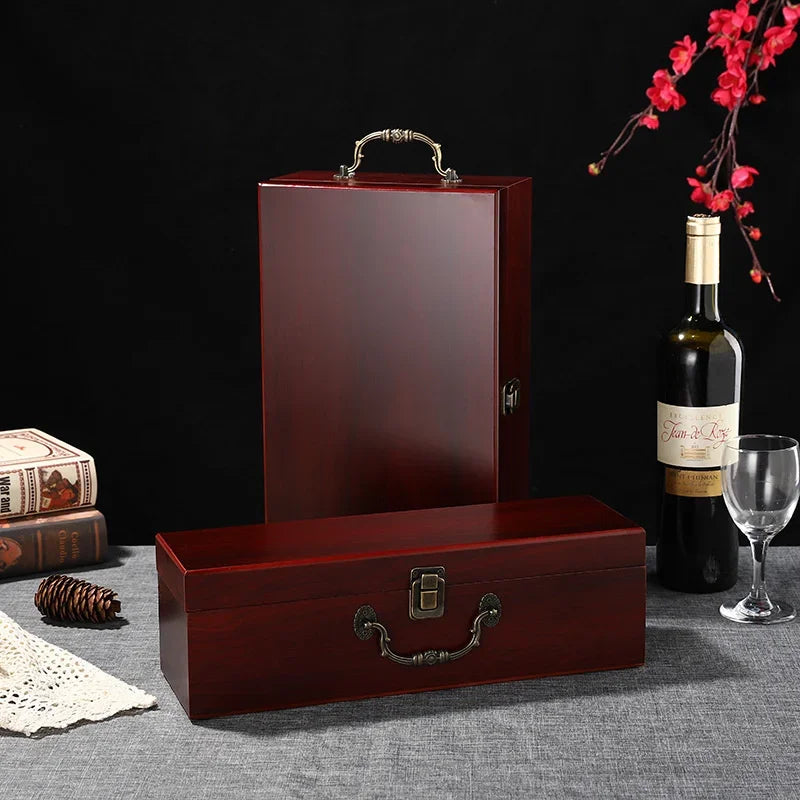 High-End Red Wine Storage Box, Double Wooden Wine Case, Dustproof Business Gift Box, Home Bottle Collection, Elegant Storage