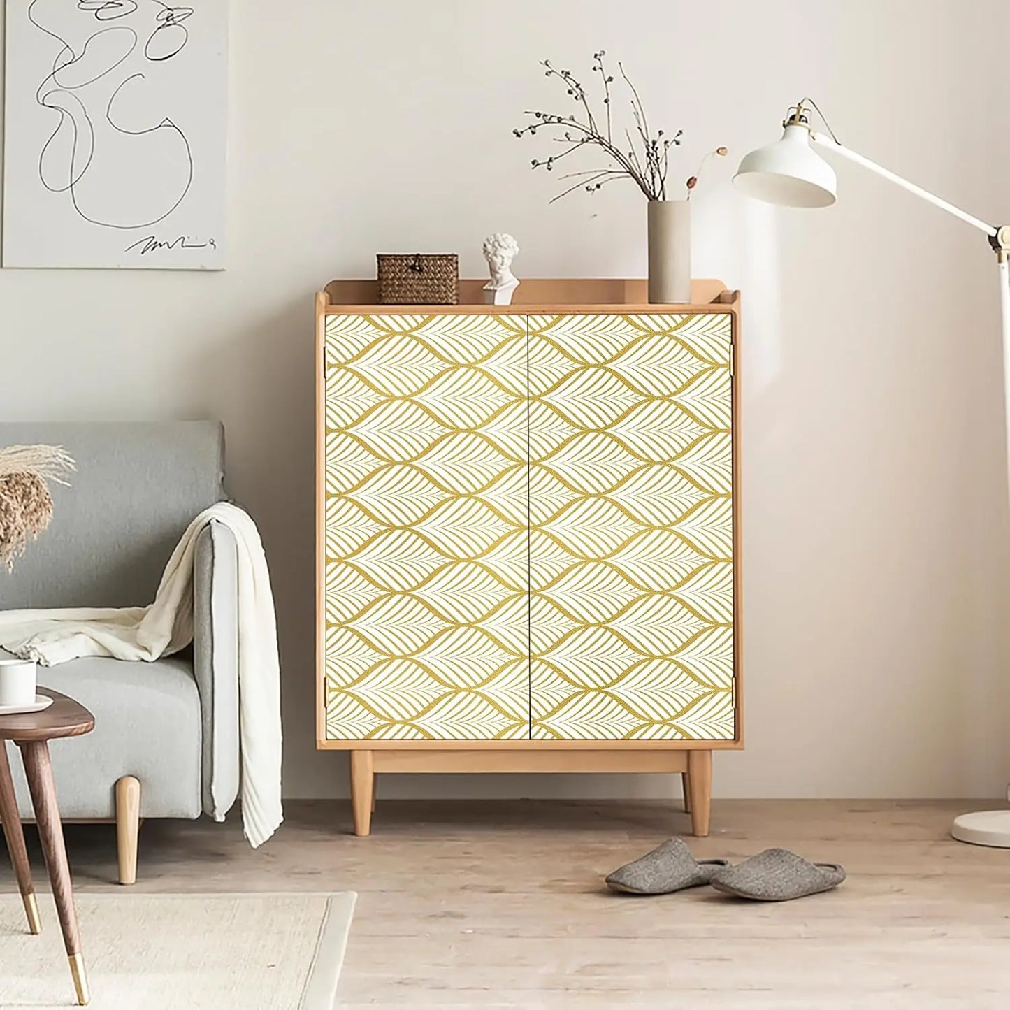 PVC Gold Wallpaper Modern Bohemian Style Vinyl Contact Paper Sheet Self Adhesive Cabinet Home Decoration Removable Vinyl Film