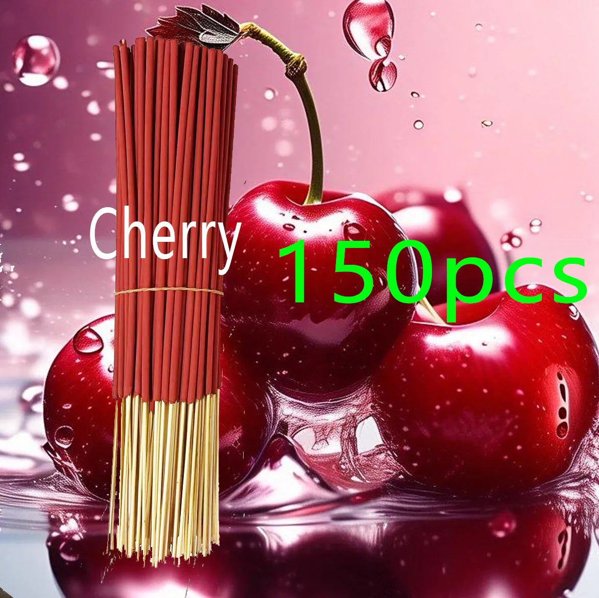 Handmade Cherry Fragrance Incense Sticks - 22.0cm Long-Lasting Artificial Wooden Incense, Safe and Non-Irritating for Indoor and Outdoor Use, Feather-Free Yoga and Meditation Decoration, Suitable for Camping, Travel, Courtyar
